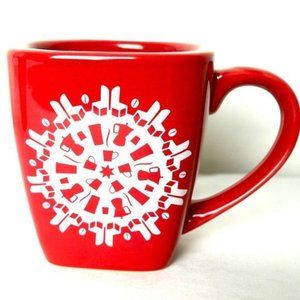 Starbucks Snowflake‎ Square Mug 2004 Mod Retro Red Christmas Winter